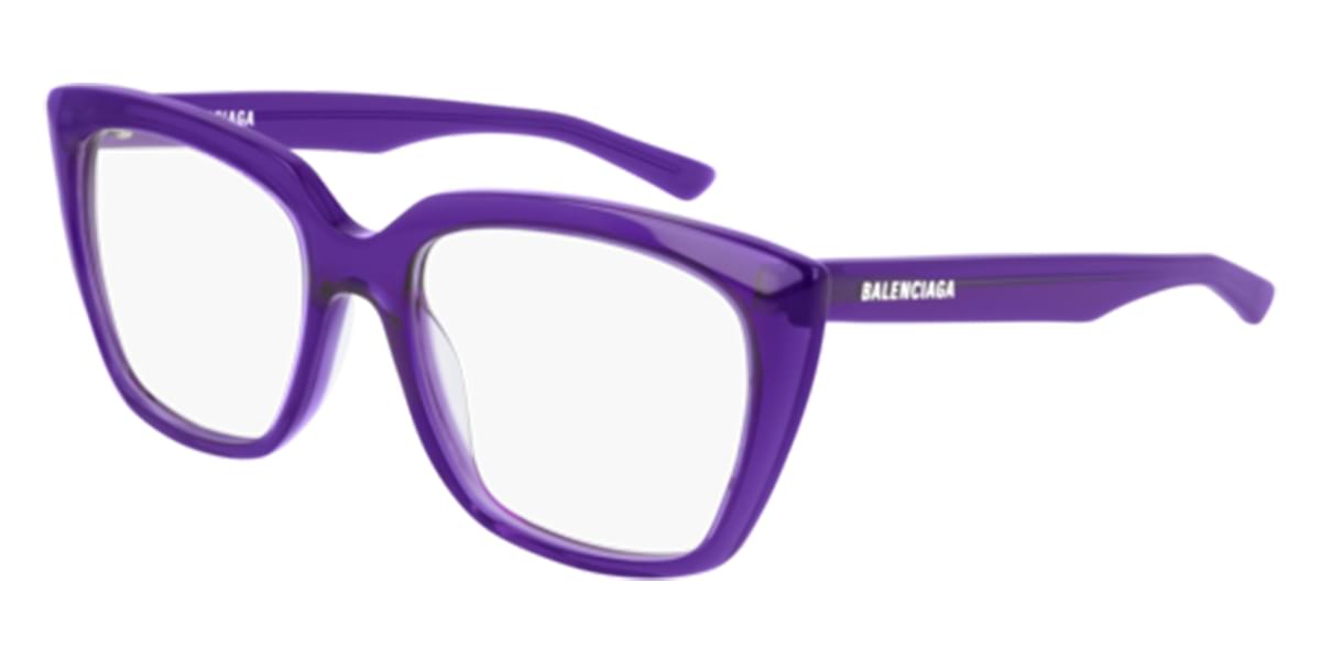Balenciaga BB0062O 003 Eyeglasses in Shiny Violet | SmartBuyGlasses USA